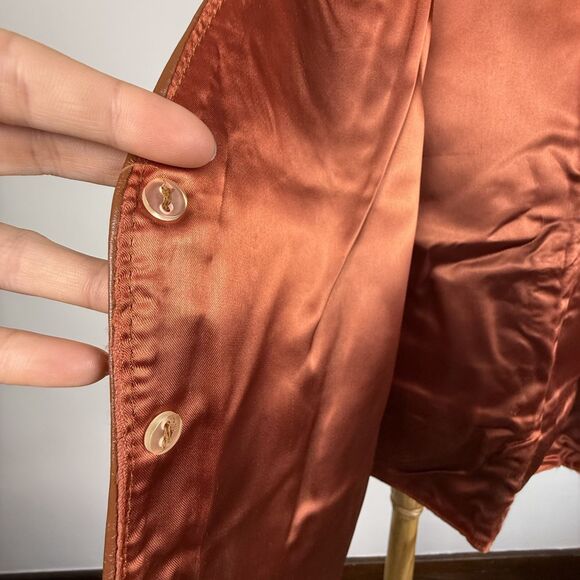 Vintage 70s Genuine Leather Cognac Brown Vest | JCPenny Western Cowboy - Picture 13 of 13